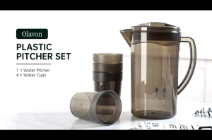 【Buy 2 get 8】HD 2000ml water pitcher Large high quality plastic fiber water bottle gift 4 fiber cup Durable Drinkware Set for Juice Coffee and Tea