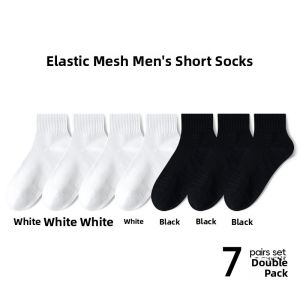 miiow | Mens Breathable Antibacterial Cotton Socks Mesh Short Sports Anti-slip Long Velvet Cotton Socks Comfortable Summer Thin Tube