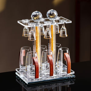 XIZHE | Luxury Crystal Glass Baijiu Glasses Set Wooden Decanter