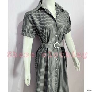 SHANE CLOTHING DRESS WANITA GARIS MODEL IKAT KOREAN STYLE 2757