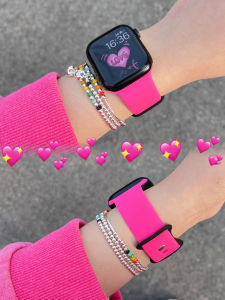 Dây Đeo Apple Watch Ultra3 Màu Đen Hồng Silicon Thể Thao Dành Cho Nữ Phù Hợp Với Apple Watch S11 Iwatch10 Phụ Kiện Dây Đeo