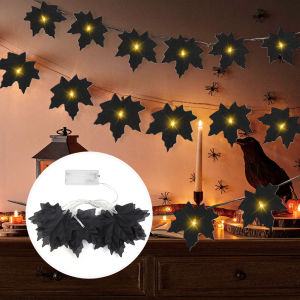 LED Maple Leaf String Light Battery Operated Halloween Decoration Thanksgiving Atmosphere Lamp Holiday Decoration