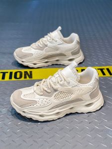 Trendy Mens Sports Shoes Breathable Mesh Upgraded Version Dad Shoes Thick Bottom Summer Casual Shoes for Teenagers And Boys