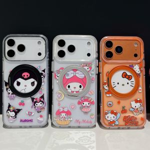 Cute Cartoon Sanrio Kuromi My Melody Hello Kitty For Magnetic Bracket Phone Case For iPhone 17 16 15 14 13 Pro Max Cover