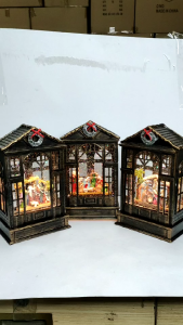 SCHKEY l 041 Christmas Snow Globe Swirling Glittering Nativity Scene Musical Water Lantern Decoration