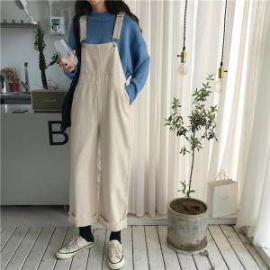 TOFASHIONS Overalls Women Jumpsuits Loose Rompers Korean Style INS Fashion Jumpsuits Trousers Popular Rompers High-quality Autumn Clothes New Oversized Straight Jeans Jumpsuit Pants Suspender Jeans Untuk Perempuan 22110903