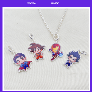 FLORA 0446M - [Có bán lẻ] Dây chuyền bạc ta hình Dragon Ball Vegeta/Kadic Ironman Songoku Superman dành cho bé trai