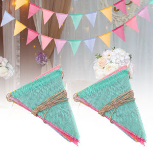 【On Sale】4M Colorful Fiesta Flag Plastic Triangle Flags Banderitas Flag Birthday Party Decoration Supply