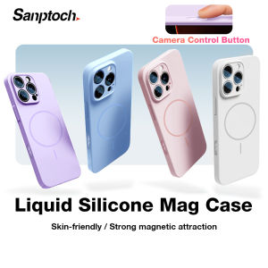 Sanptoch For Magsafe Liquid Silicone Phone Case For iPhone 16 / 15 / 14 Pro Max Skin-friendly Hard Back Cover For iPhone 16 Pro Max Plus Military Shockproof Protection Casing