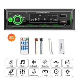 Car Radio Stereo Player Digital Bluetooth Car MP3 Player 50Wx4 FM Radio Stereo Audio Music USB Type C Charge In Dash AUX Input