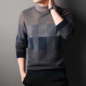 HENGYUANXIANG | Hengyuanxiang Mens 100 Pure Wool Knitwear Thick Half High Collar Autumn Winter New Style Fashionable City Casual Long Sleeve Sweater