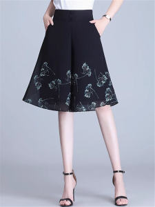 Chiffon Pantskirt Womens Summer Thin High Waist Loose and Slimming Small Casual Pants Drooping Wide-Leg Pants Fifth Pants