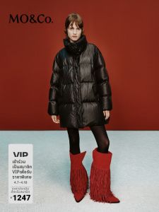 MO&Co. | Designer Collaboration High-neck Matt Texture Warmth Down Jacket Mid-long