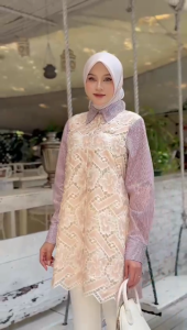 MDLY Baju Atasan Wanita / Kemeja Bergaris Kombinasi Exclusive Brocade / Lexaa Shirt by MDLY SERIES II