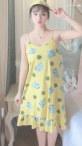 ( Tặng Kèm Bịt Mắt ) 🌹  Váy ngủ 2 dây cotton mềm mại họa tiết trẻ trung D627 🌹 Đồ ngủ cute  Đồ mặc nhà  Váy mặc nhà