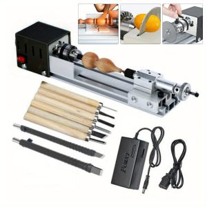 Mini DIY Bead Making Lathe 12-24V Multifunctional Wood Turning Rotary Tool Set for Grinding Polishing Wooden Beads