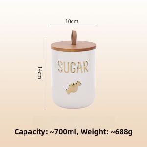 Ceramic Sealed Storage Jar Coffee Tea Sugar Kitchen Storage Canister Moisture Proof round Cylinder Shape Nordic Style Home Use