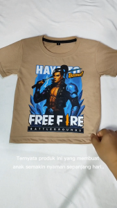 Baju Kaos Atasan Anak Laki Laki Karakter Hayato Free Fire Battlegrounds Keren Umur 1 - 10 Tahun