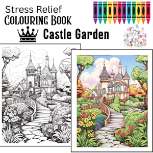 Castle Garden Coloring Book for Stress Relief Buku Mewarna Dewasa Beautiful Castle Flower Garden