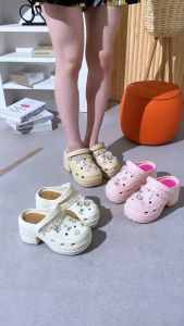 Sandal Selop Wedges Tinggi 9CM Aksesoris 3D Transparant Cartoon EVA Rubber Import 869-2
