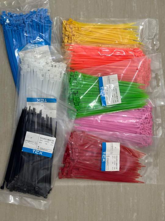 10ถุง //เคเบิ้ลไทร์ 6นิ้ว(3.5mm*150mm) มี8สี สายรัดพลาสติก cabletie ...