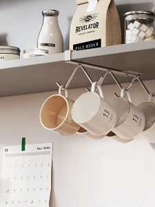 Solaze 304 Stainless Steel Efficient Storage Solution Cup Holder Easy Installation Hook Mug Holder Shelf Kitchen Storage Rack