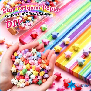 LoviRa 90/380/540Pcs Lucky Star Origami DIY Crafts Gift for Birthday Valentines Day Home decoration