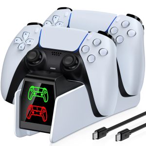 DinoFire Charging Station for PS5 Controller - Dual Fast Charger Dock for 2 DualSense Controllers Type-C Gaming Accessories