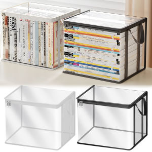 Foldable Book Storage Bag Transparent Waterproof Dust Proof File Bag Thickened PVC Student Book Clothes Snack Toys Sort Organizer Box