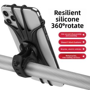 Universal Silicone Phone Holder Bicycle Motorcycle Non-Slip Adjustable GPS Mount for Bike Handlebar - Pull Buckle Stand