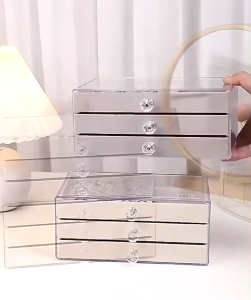 Hộp Đựng Trang Sức Phong Cách Châu Âu 3 Tầng Chất Liệu Cao Cấp