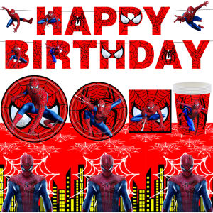 Hasbro | Spider Birthday Party Supplies decoration Banners Spiderman Tablecloth Cup Paper Plate Napkins Balloon Cake Topper Decor gifts