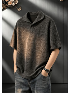 Knitted Texture Polo Shirt Short Sleeve Tshirt