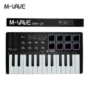 M-VAVE | M-VAVE MIDI Keyboard 25-Key Mini Portable USB Controller Keyboard Piano MIDI Keyboard Controller 8 RGB Backlit Pads 8 Knobs