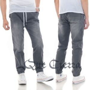 Celana Jogger Jeans Pria Kombinasi Elegan Trendy Blue Denim