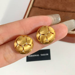 2025 New round Metal Brushed Earrings Womens Fashion Jewelry Luxury Lightweight Alloy Friend Gift