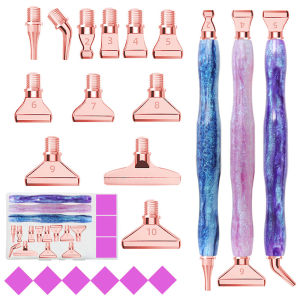 1Set 5D Resin Diamond Painting Pen With Metal Replacement Pen Heads Multi Placers Point Drill Pens for DIY Diamond Nail Art Tool