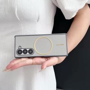 Luxury Non-Slip Lattice For Magsafe Magnetic Phone Case for Samsung Z Fold 7 6 5 zfold 4 3 Wireless Charging Protective Cover