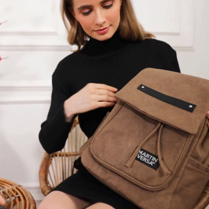 MARTIN VERSA Tas Ransel Wanita 35 CM Women Backpack Kanvas TRW15-HITAM