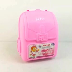 Set Mainan Makeup Salon Anak - Tas Makeup Kecil Warna Pink dengan Aksesori