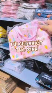 Túi Giữ Nhiệt Đựng Cơm Văn Phòng Có Khóa Kéo – Họa Tiết Hồng Hạc Thỏ Mèo Vải Dù Chống Thấm