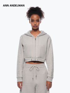 ANN ANDELMAN | Glitter Drill Short Hooded Cardigan Sweater