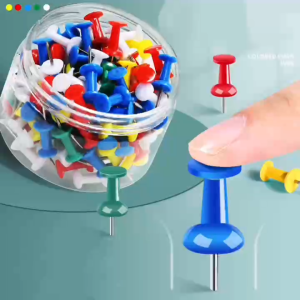 BINLU Colorful Decorative Push Pins Thumbtacks Pin Box - Colored Push Pins for Cork Board Pin for Paper & Board Pushpins Set - Thumb Tacks - Ideal for Office & School Supplies