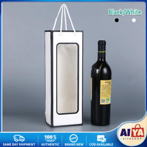 ★Same Day Shipping★ 5Pcs Wine Packaging Paper Bag Wine Bottle Kraft Paper Handbag With Window Packing Flowers Gifts for Wedding Party Wine Packing Box