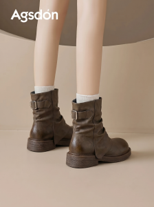 Agsdon | Thick Sole Western Ankle Boots Summer
