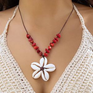 Ingemark Bohemian Big Flower Pendant Pendant Choker Necklace for Women Trendy Red Rope Adjustable Chain Aesthetics Jewelry Gift