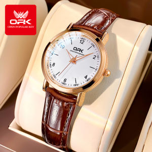 OPK สายหนังแท้กันน้ำนาฬิกาข้อมือผู้หญิงใหม่หรูหรานักเรียนลำลองแฟชั่นของขวัญนาฬิกาข้อมือแบรนด์ที่มีชื่อเสียงการส่องสว่าง