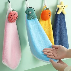 Cute Hand Towels Bathroom Towels with Hanging Loop Microfiber Coral Fleece Absorbent Wash Cloths for Kitchen Bathroom Bedroom