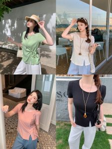 MASISI | Áo Thun Mùa Hè Vải Linen Rayon Dành Cho Người Béo Điều Chỉnh Được Size Eo