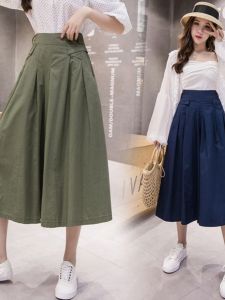 Spring Summer New plus Size Wide Leg Pants Skirt Women Student Korean Style Loose High Waist Nine Points Casual Pants Women